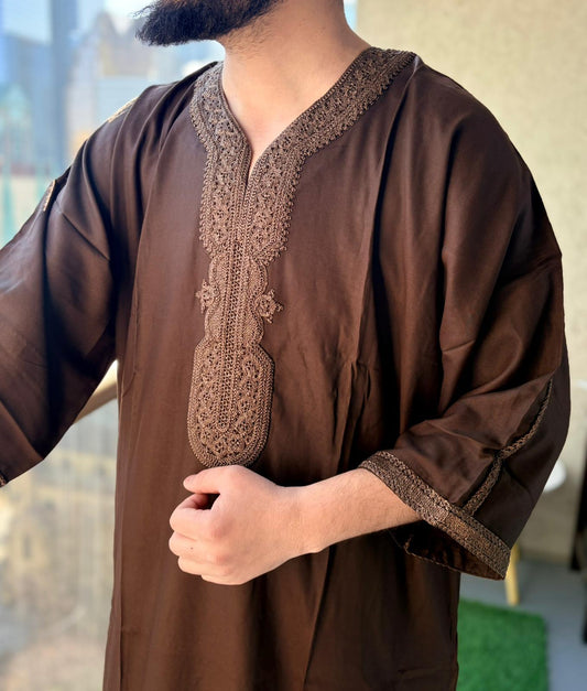 Moroccan Thobe Seal Brown